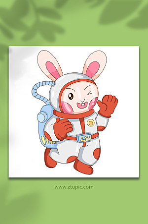 卡通兔子宇航员兔年插画