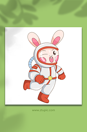 活泼兔子进步宇航员兔年插画