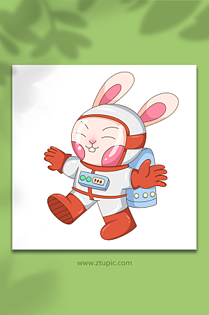可爱兔子开心宇航员兔年插画