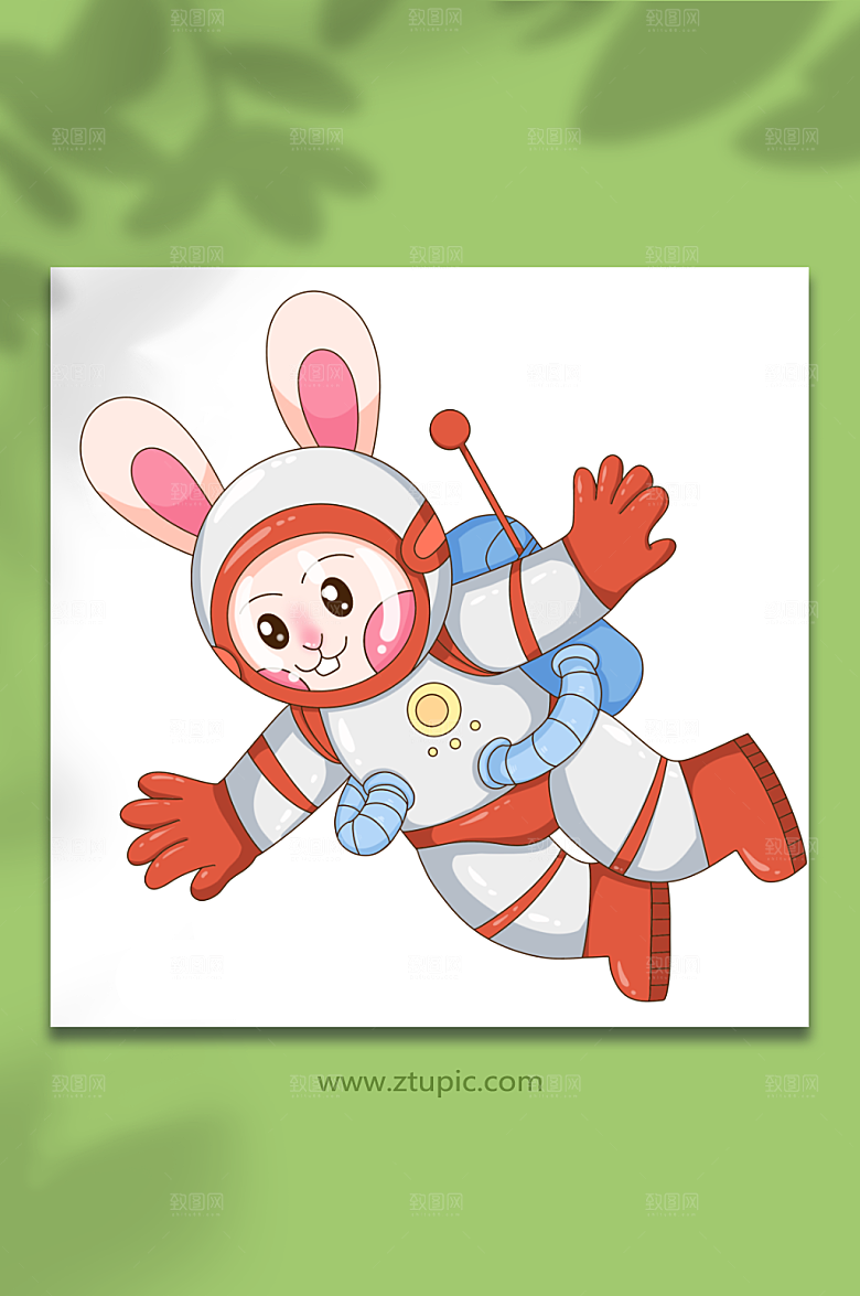 矢量兔子飞宇航员兔年插画