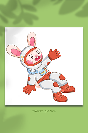 矢量兔子发现宇航员兔年插画