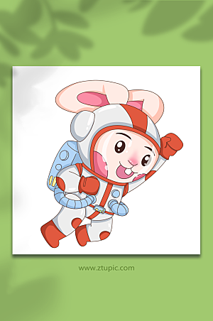 可爱兔子冲啊宇航员兔年插画