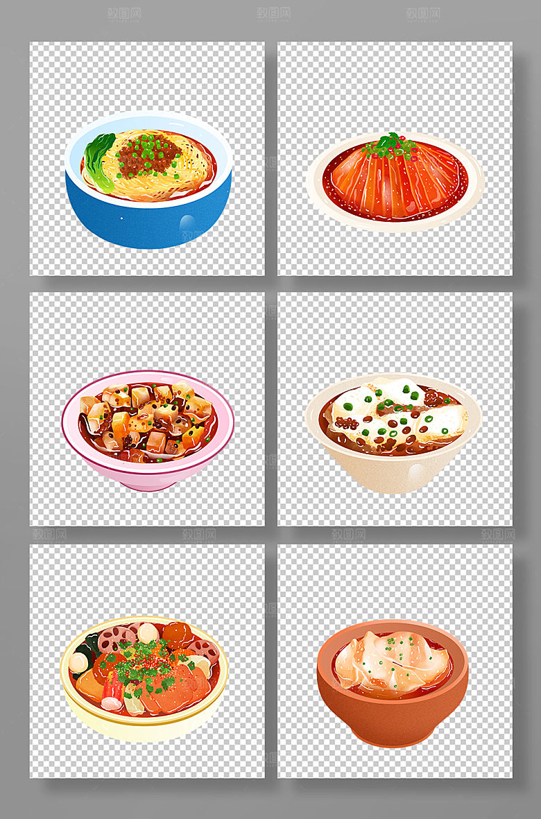 创意成都特色美食元素插画