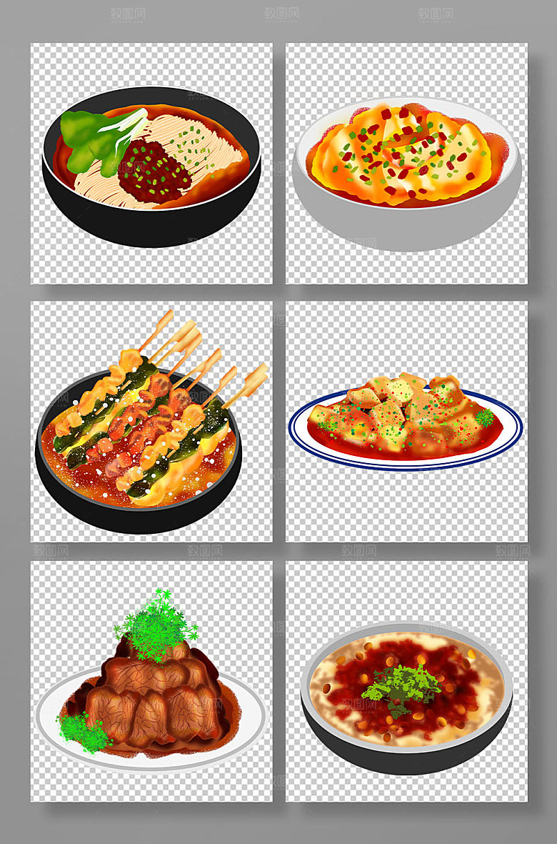 美味成都特色美食元素插画