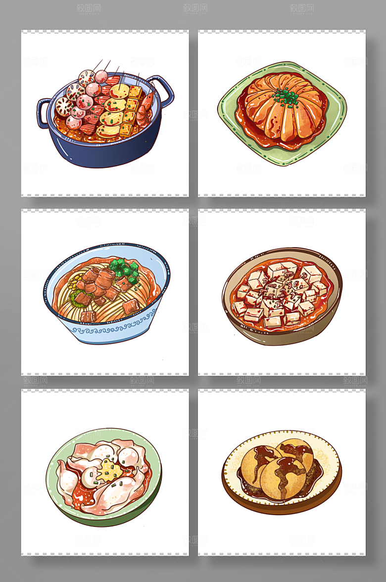 矢量美食成都特色美食插画