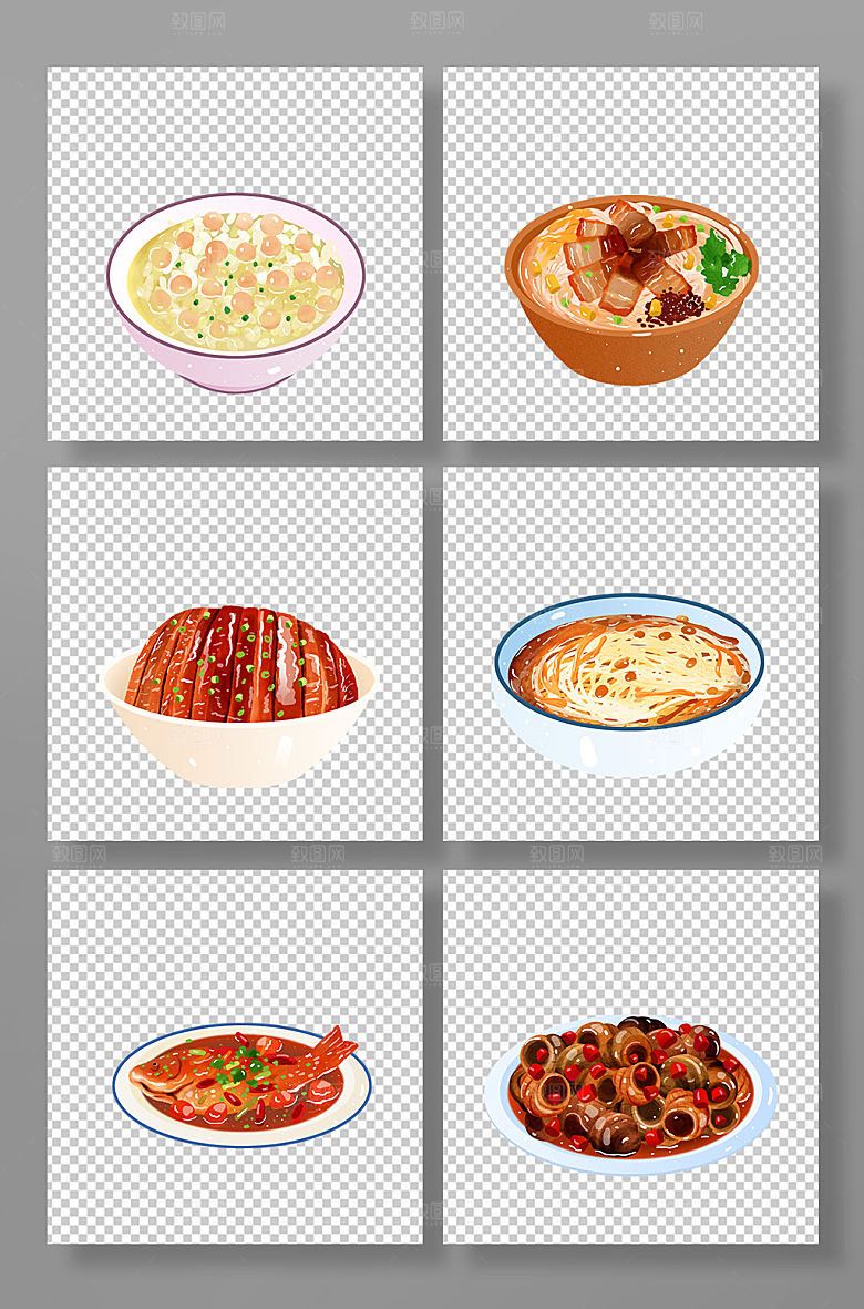 矢量桂林特色美食元素插画
