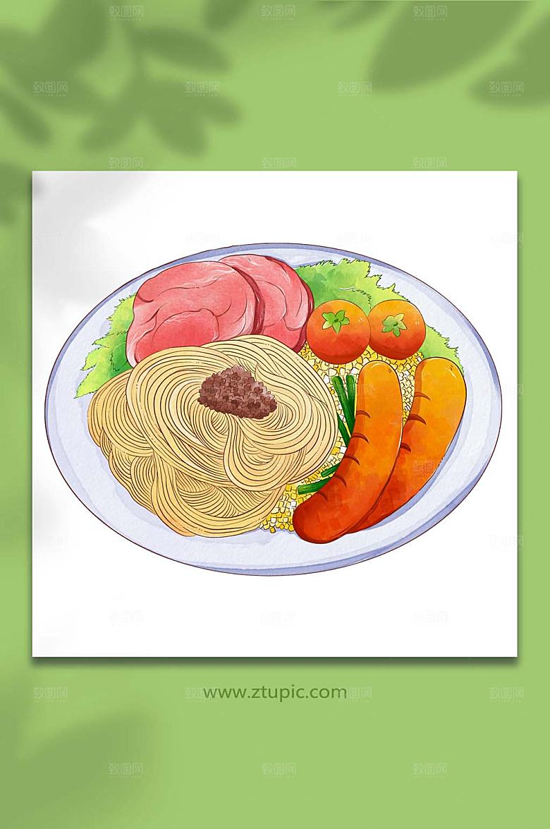 矢量牛排西餐美食元素插画