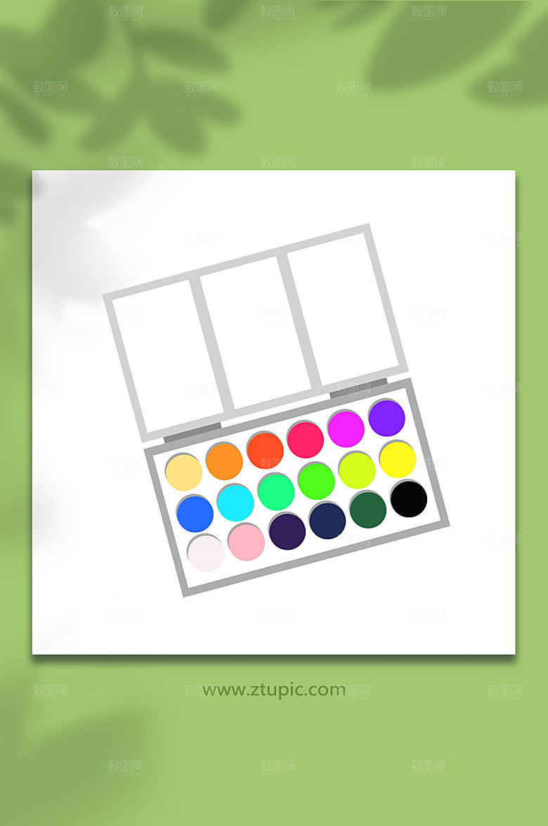 创意文具用品颜料盘元素插画