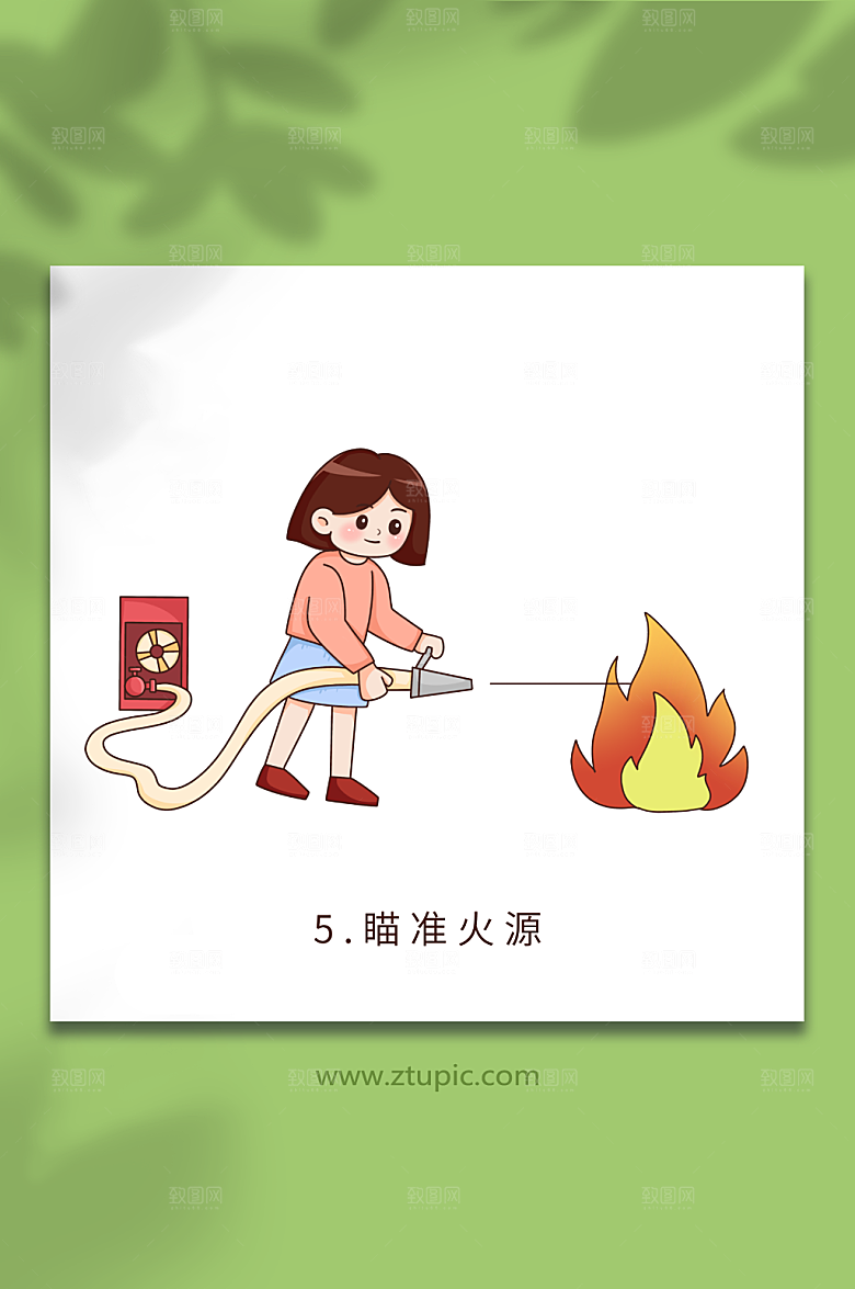 卡通消防栓使用方法元素插画