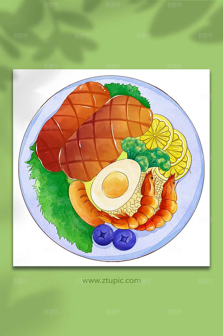 矢量煎蛋西餐美食素材插画