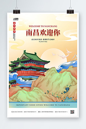 简约南昌城市旅游宣传海报