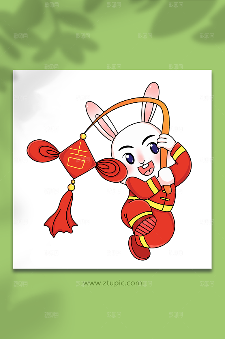 手绘兔子兔年喜庆人物插画