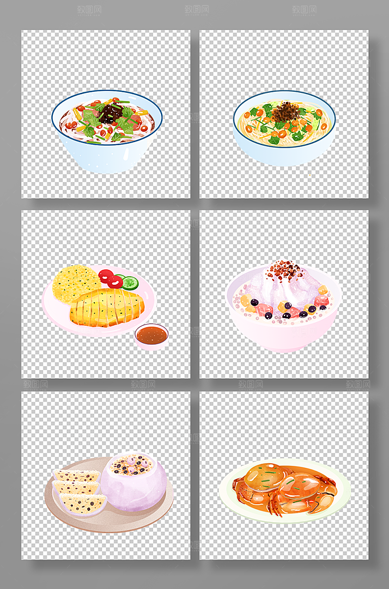 矢量创意海南特色美食插画