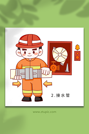 创意消防栓使用方法元素插画