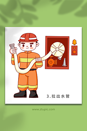 矢量消防栓使用方法元素插画