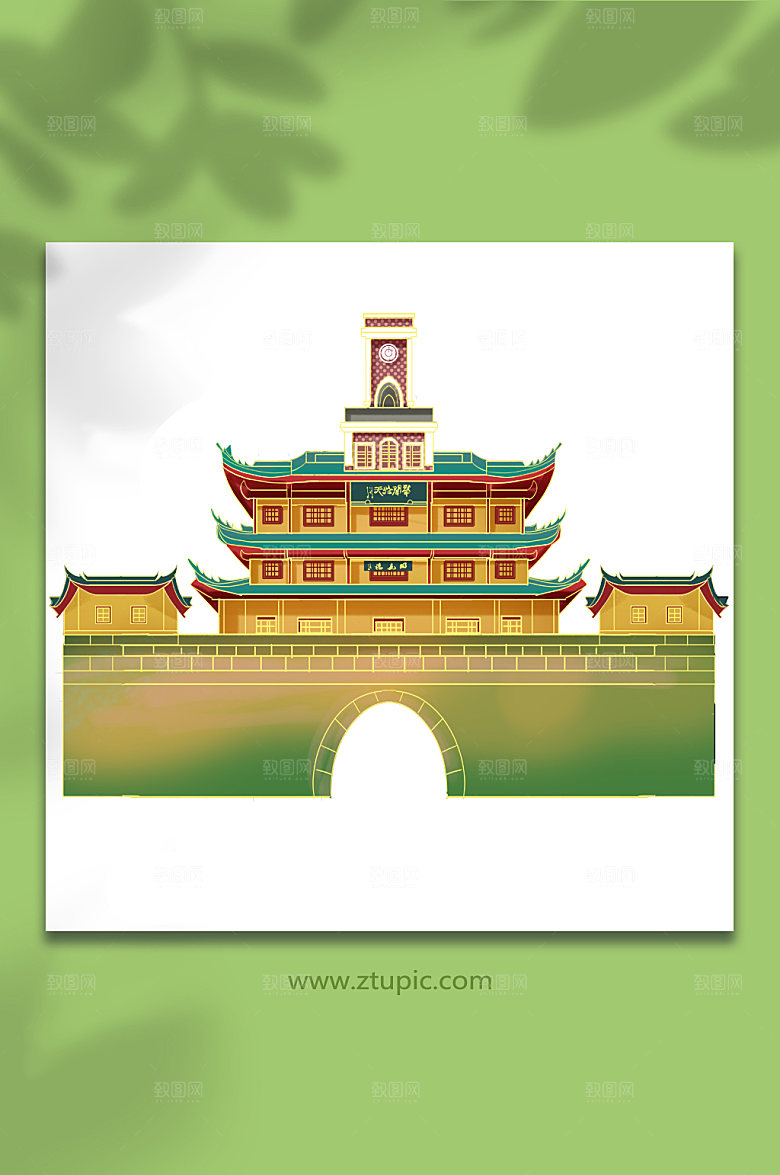 国潮宁波鼓楼建筑元素