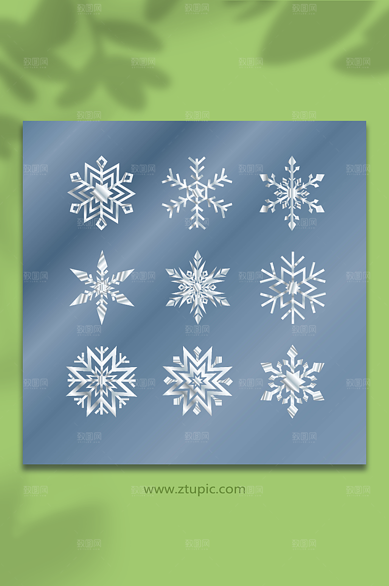 时尚矢量冬季雪花插画元素