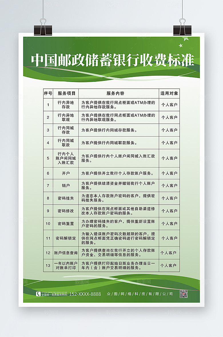 简约中国邮政收费海报