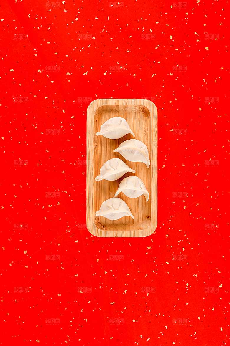 红色新年饺子元素摄影图片