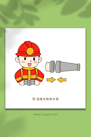 矢量消防栓使用方法元素插画