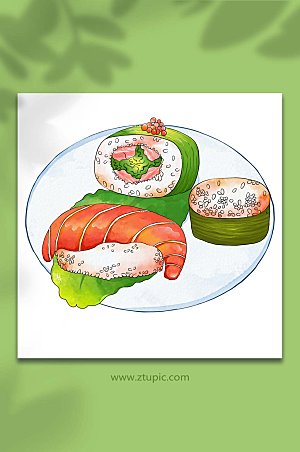 简约寿司日式美食料理元素插画