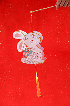 兔子灯笼提灯春节摄影图片
