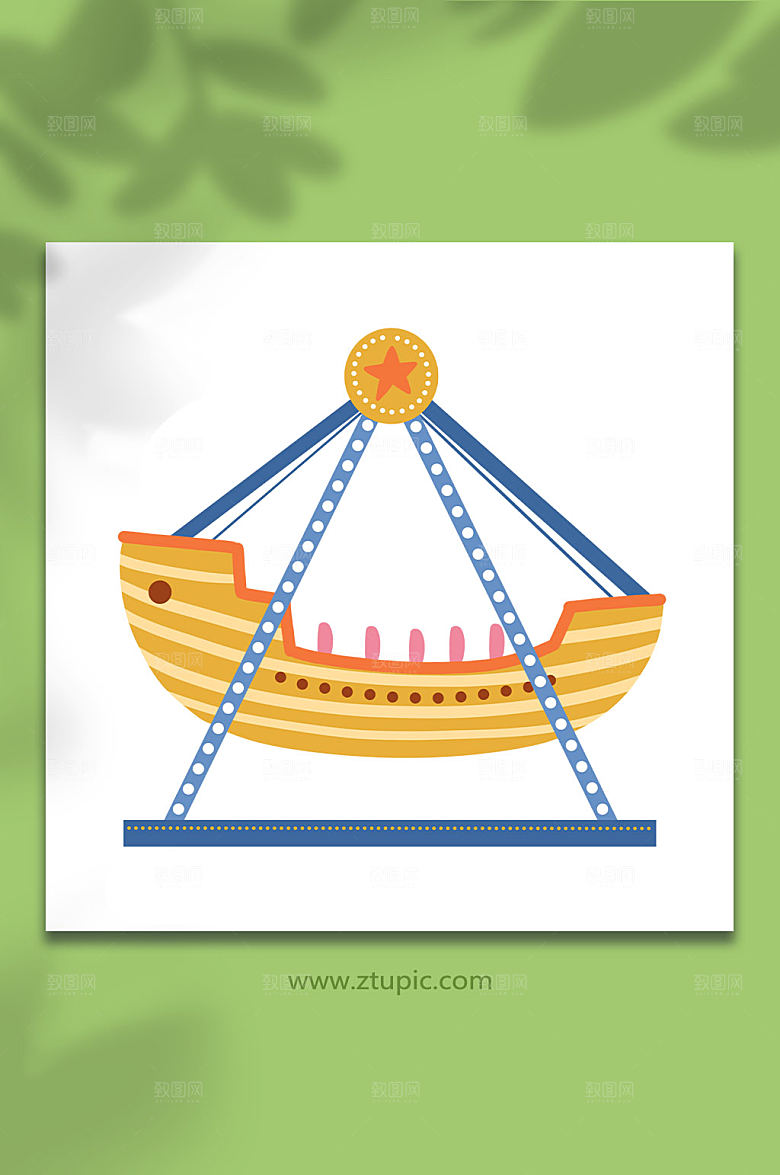 矢量游乐园设施海盗船元素插画