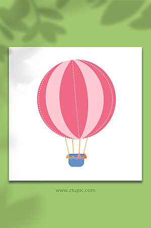 卡通游乐园设施热气球元素插画