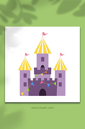 矢量游乐园设施城堡元素插画