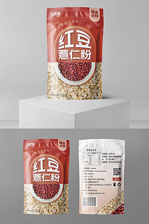 创意简约红豆薏米粉袋装包装