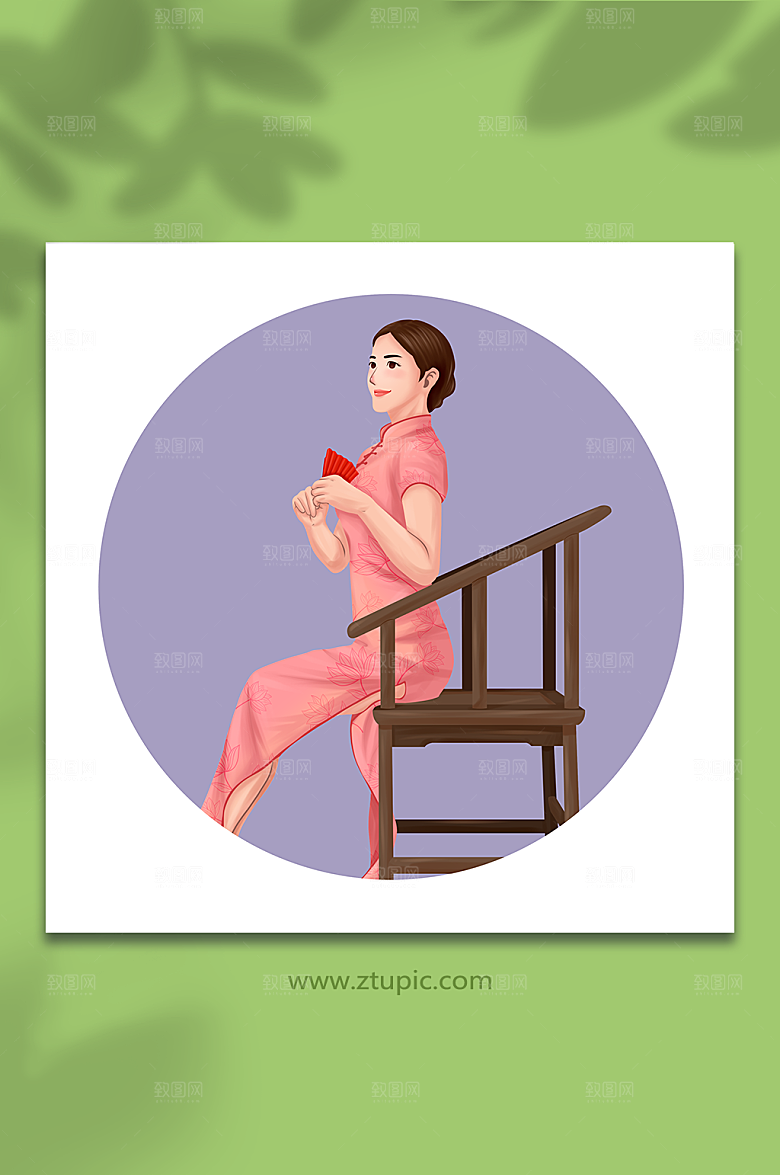 创意浪漫旗袍女性人物插画