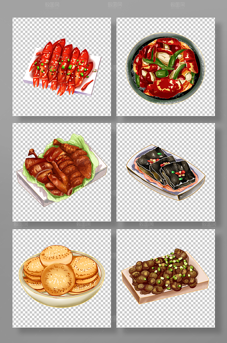 美味长沙特色美食元素插画