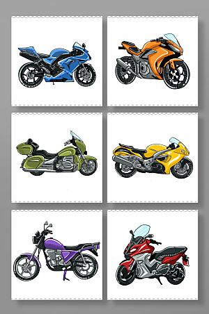 矢量摩托车交通工具元素插画