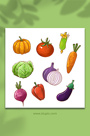 创意卡通蔬菜手绘元素