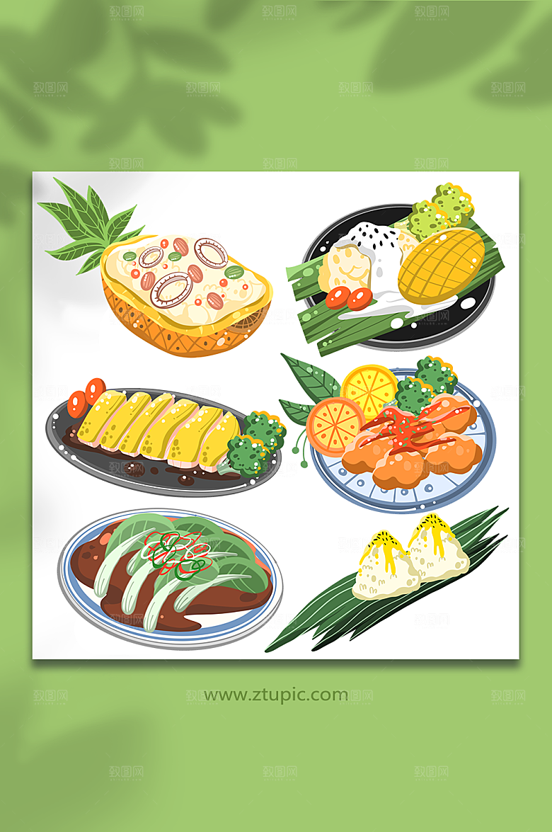 矢量海南特色美食元素插画