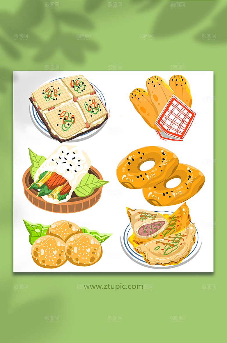 美味武汉特色美食元素插画