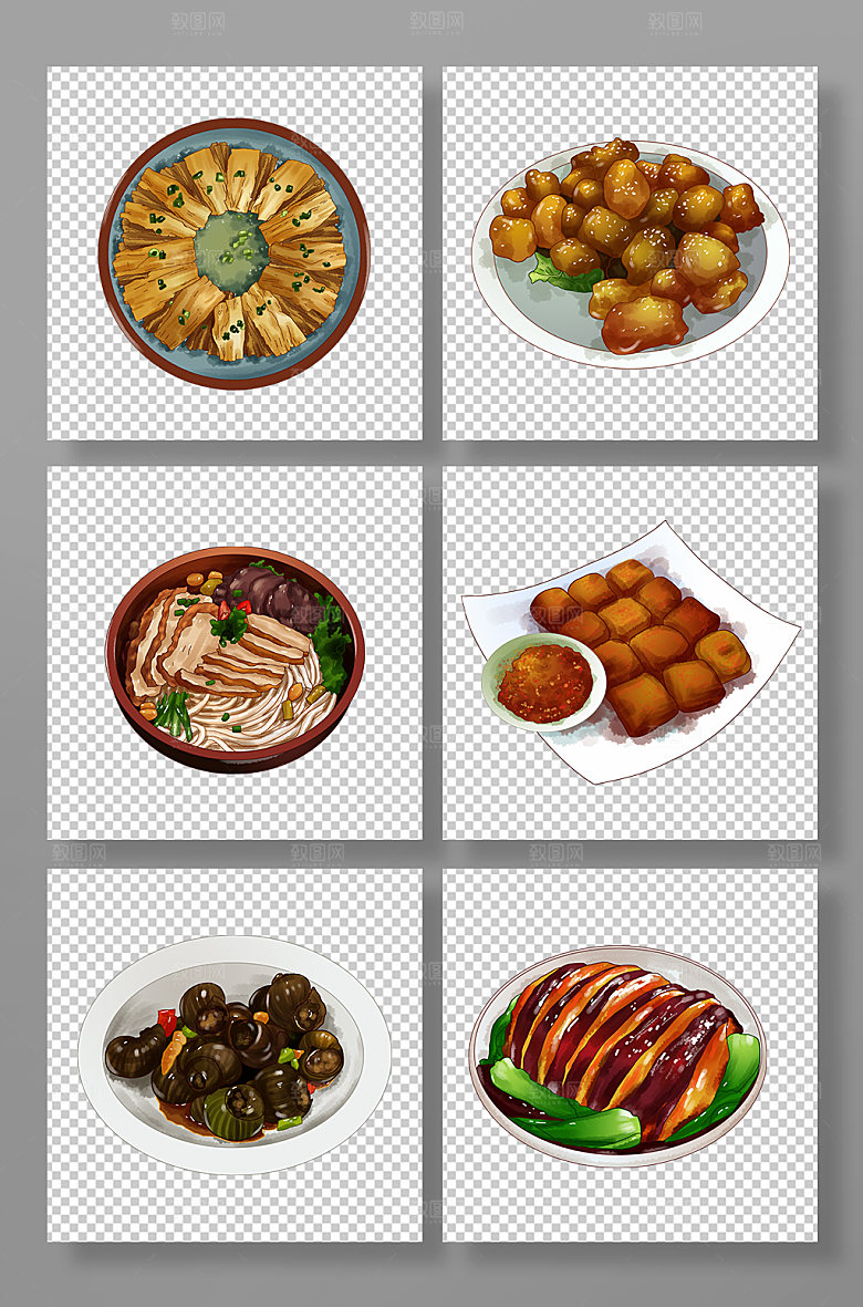 美味桂林特色美食元素插画