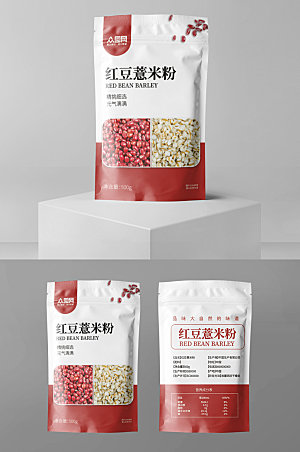 撞色红豆薏米粉袋装包装设计
