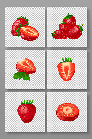 创意写实草莓水果元素插画