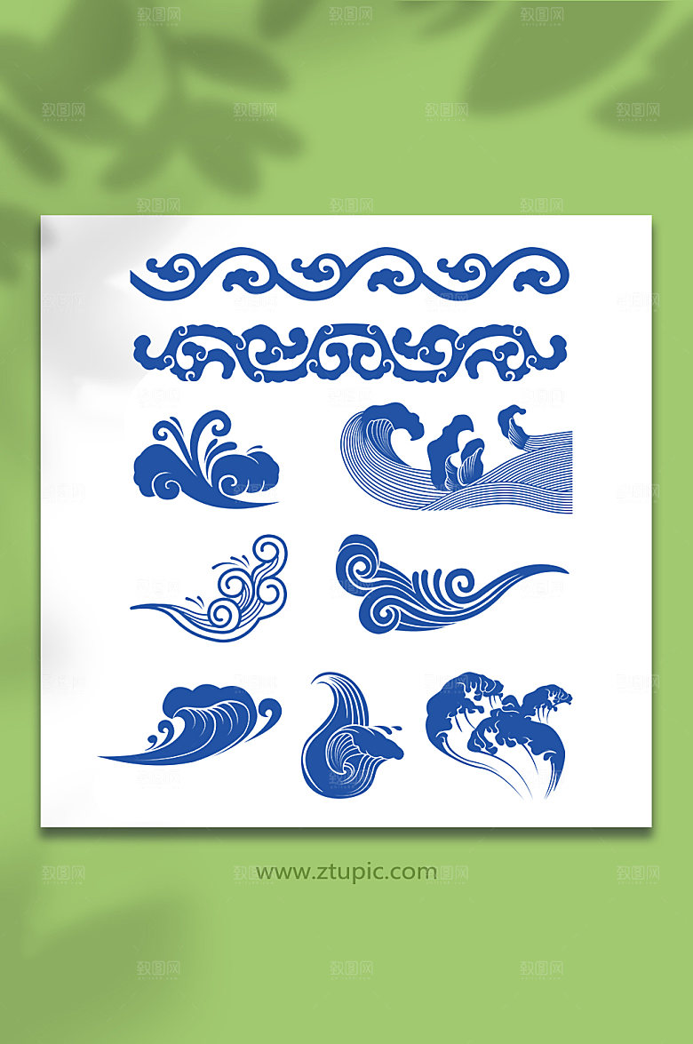 简约矢量浪花波浪插画元素