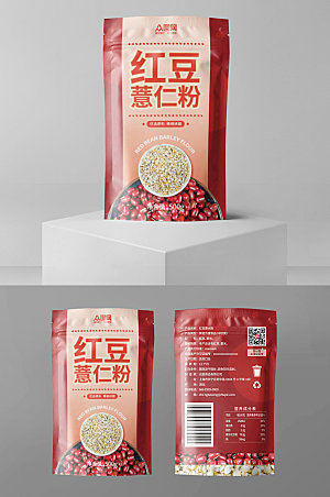 红色红豆薏米粉袋装包装