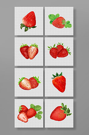 矢量草莓水果手绘插画元素