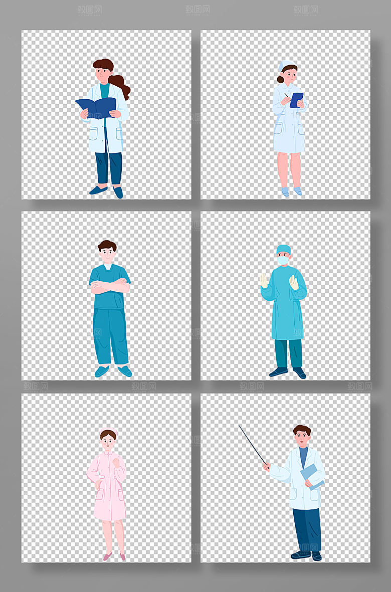 矢量医生医护人员人物元素插画