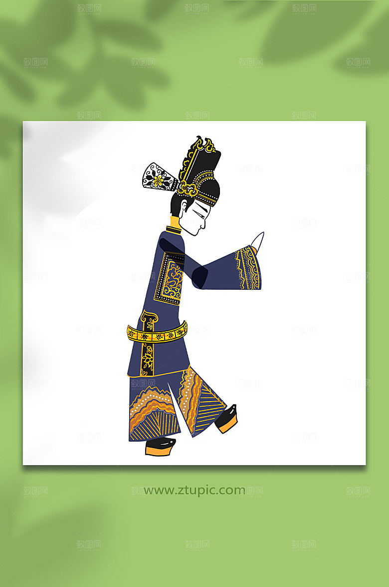 矢量皮影戏人物男生元素插画