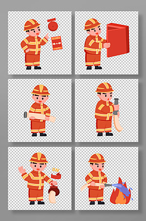 手绘消防栓使用方法插画元素