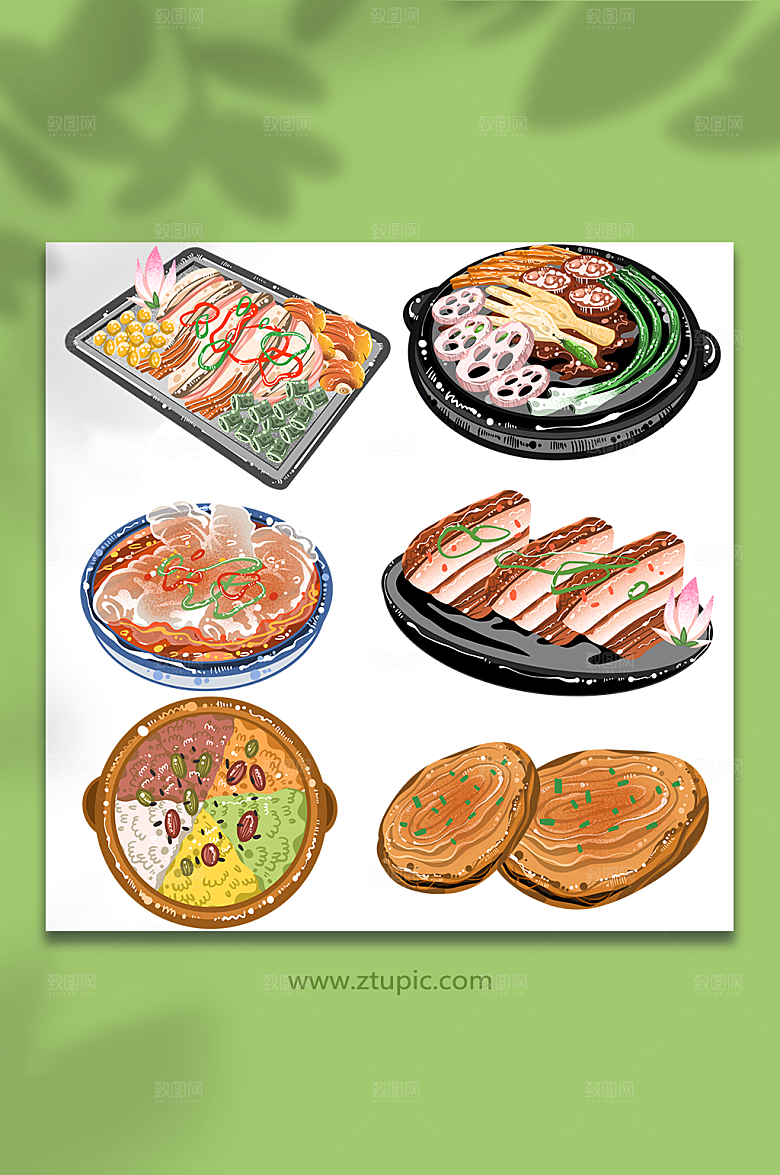 矢量桂林特色美食元素插画