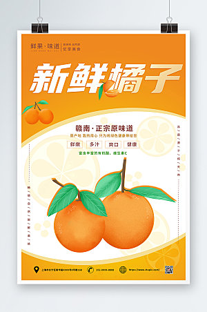 撞色新鲜橘子桔子水果海报