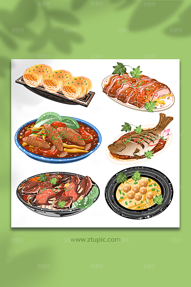 美味啤酒鱼桂林特色美食元素插画