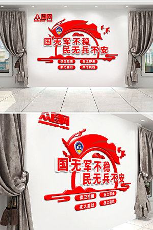 红色党建民兵之家文化墙