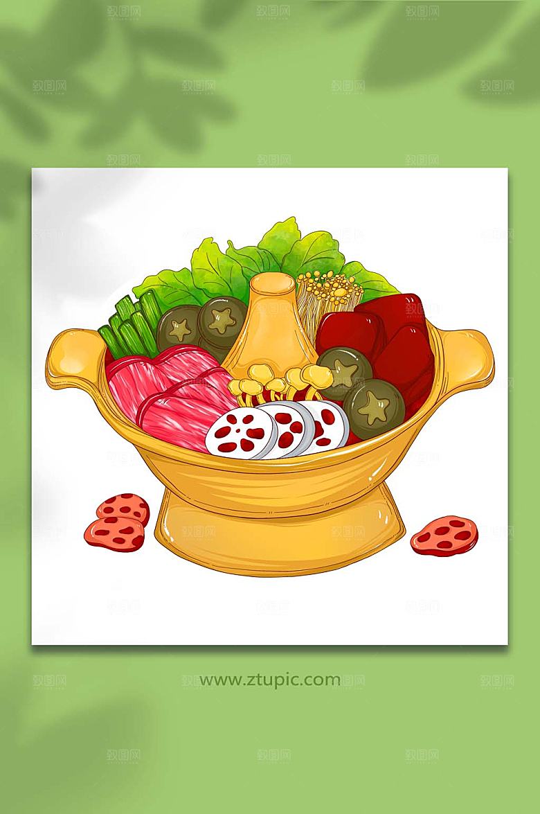 矢量卡通火锅美食元素插画